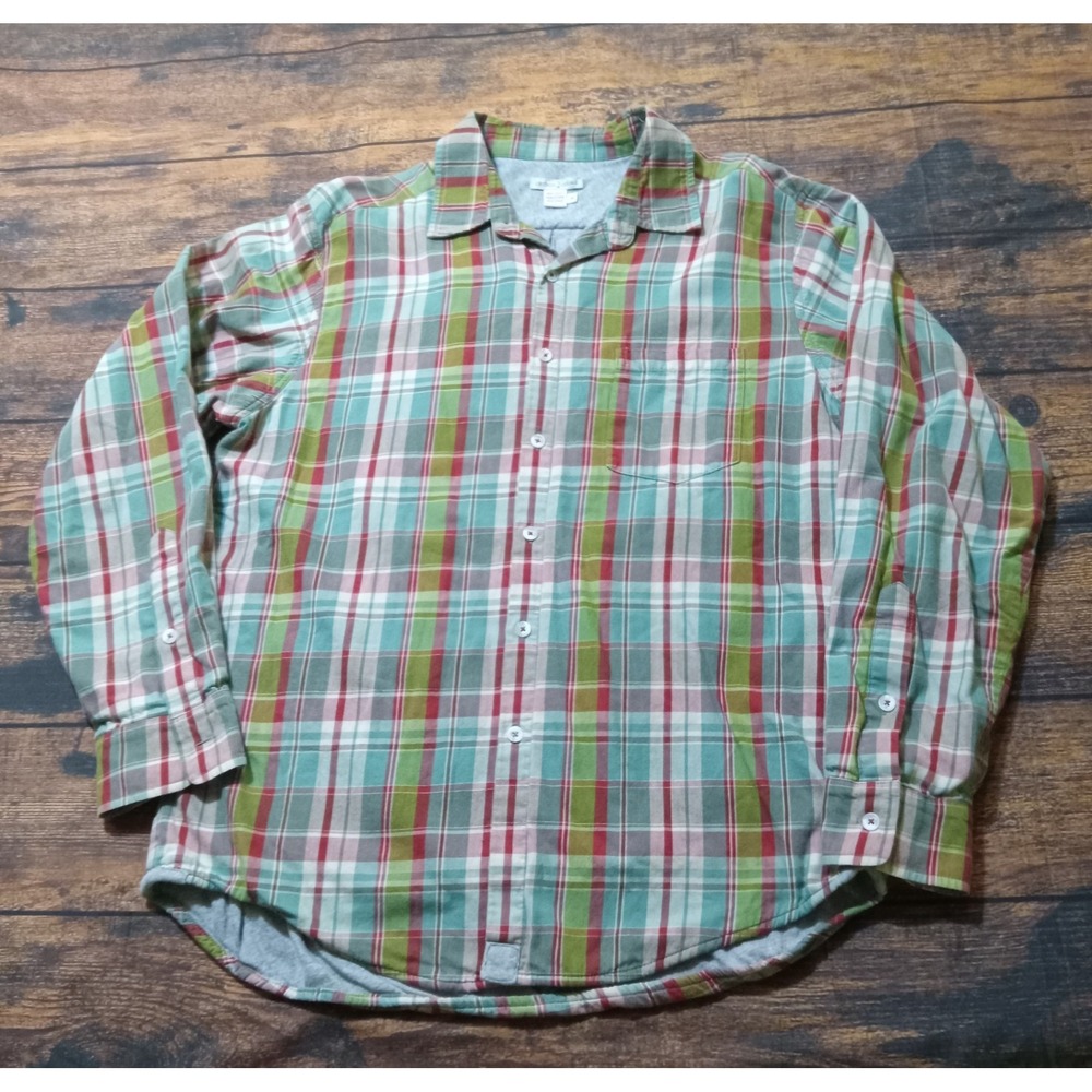 Carbon 2 Cobalt Lined Long Sleeve Button Up Shirt Men's Medium Green Red‎